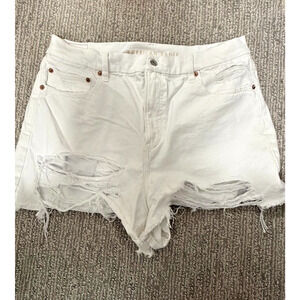 American Eagle Curvy 90s Boyfriend Shorts Size 16 White Distressed High Rise